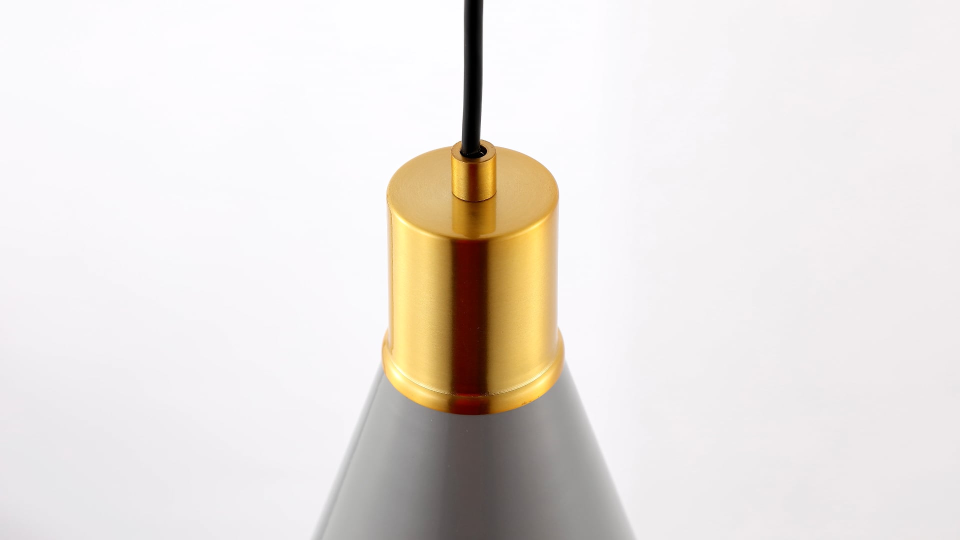 Apollo Metal LED Pendant, Black, Brass Gold, Gray/Brass Gold, Width: 6.00"