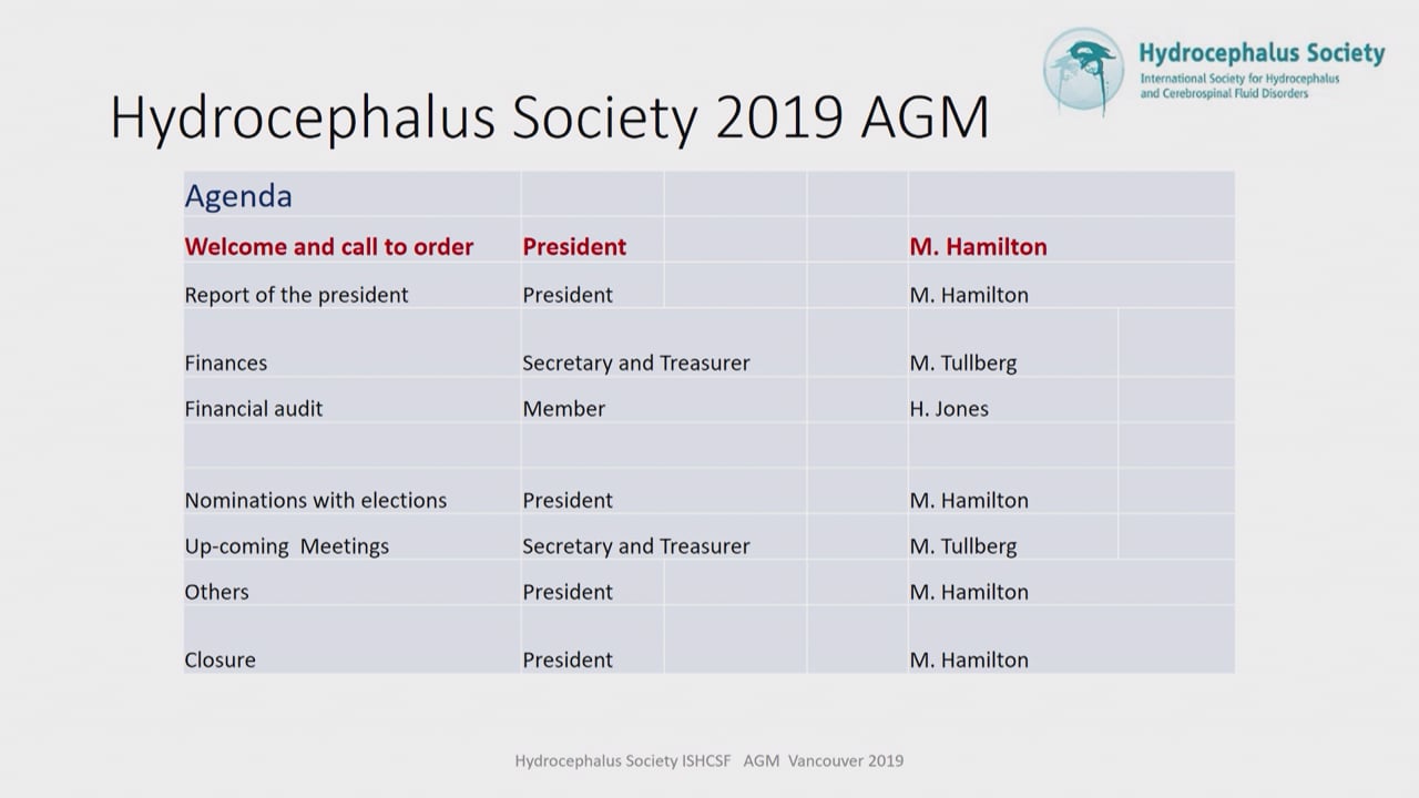 138C -  Hydrocephalus Society ANUAL GENERAL MEETING