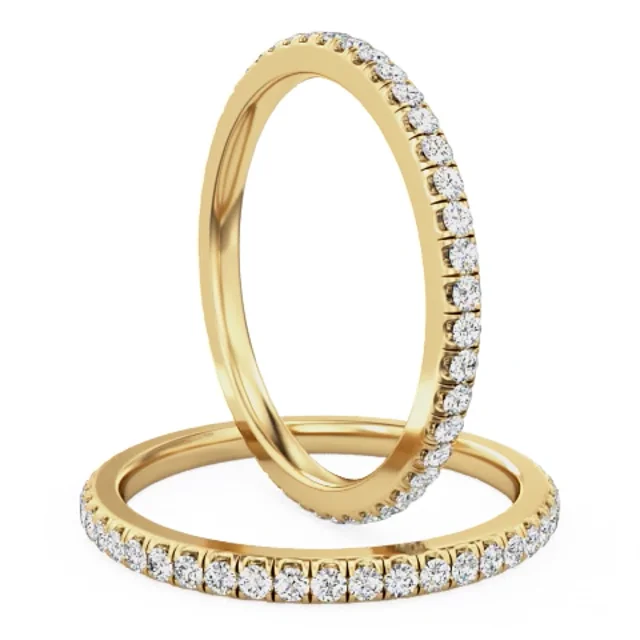 A stunning round brilliant cut diamond full set eternity wedding ring in 18ct yellow gold