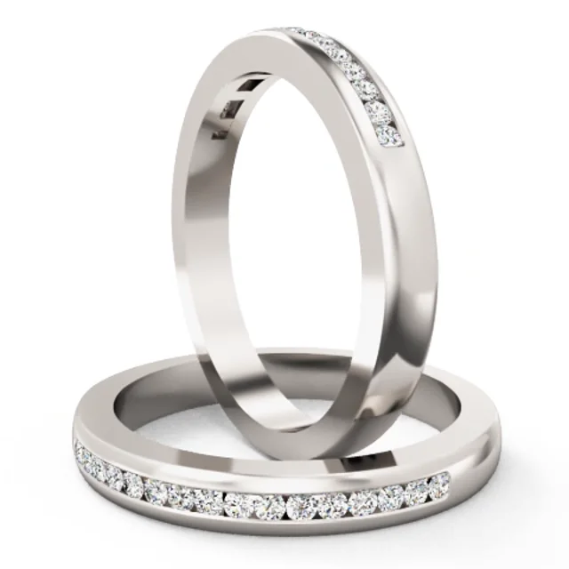 Channel set engagement ring and wedding band hot sale
