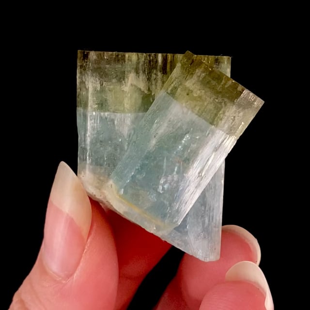 Beryl (unique bi-colored crystals with green ''caps'')