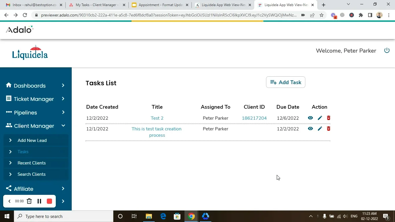 Task - Dashboard on Vimeo