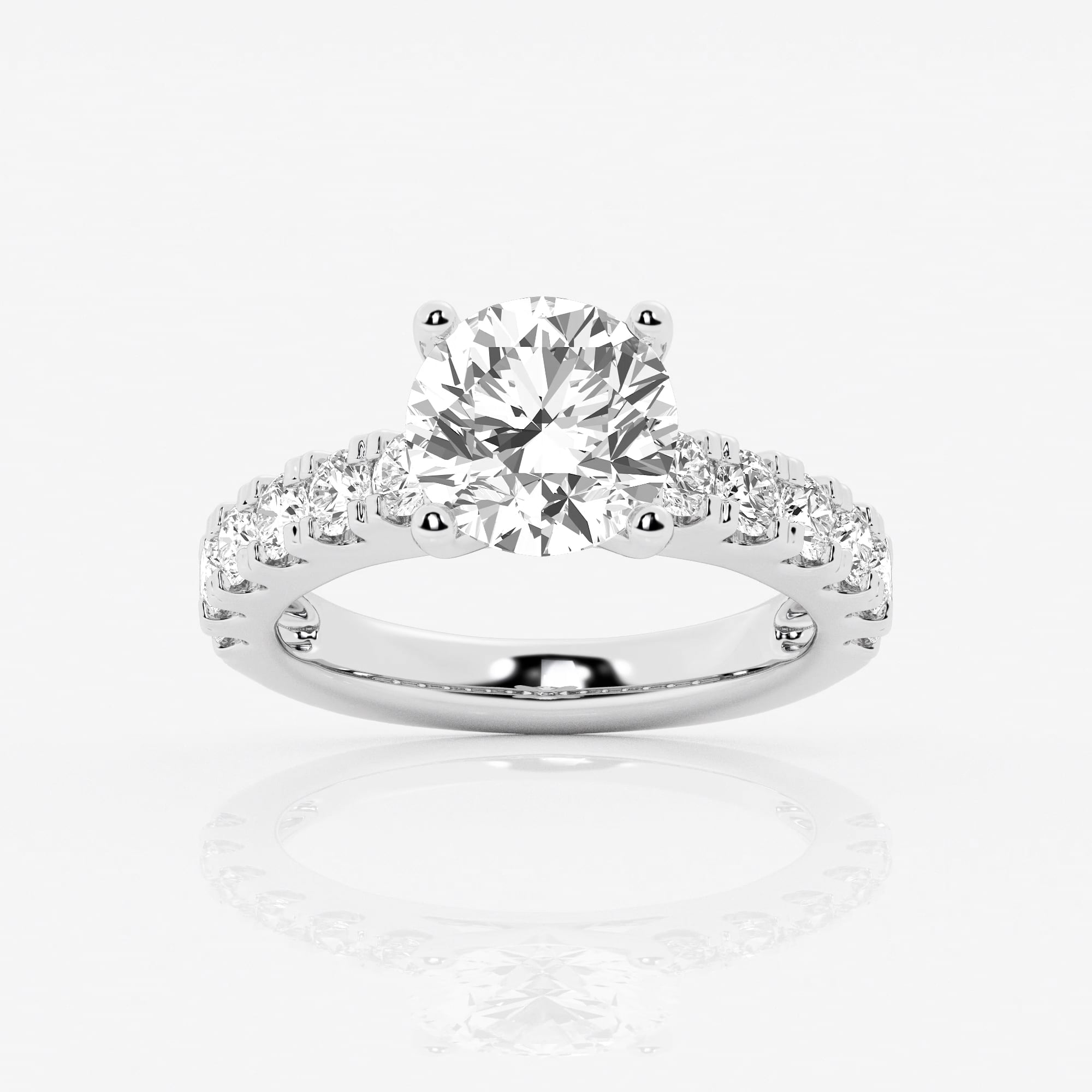 4 ctw Round Lab Grown Diamond Engagement Ring with Split Prong Side ...