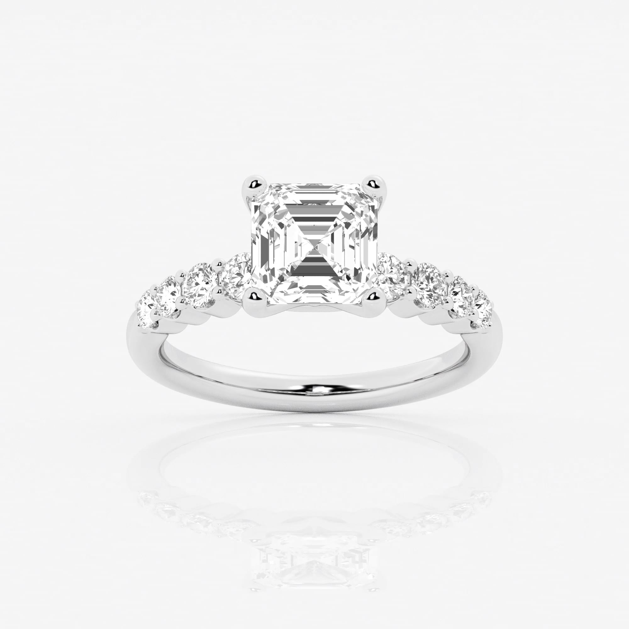 product video for 3 ctw Asscher Lab Grown Diamond Graduated Engagement Ring