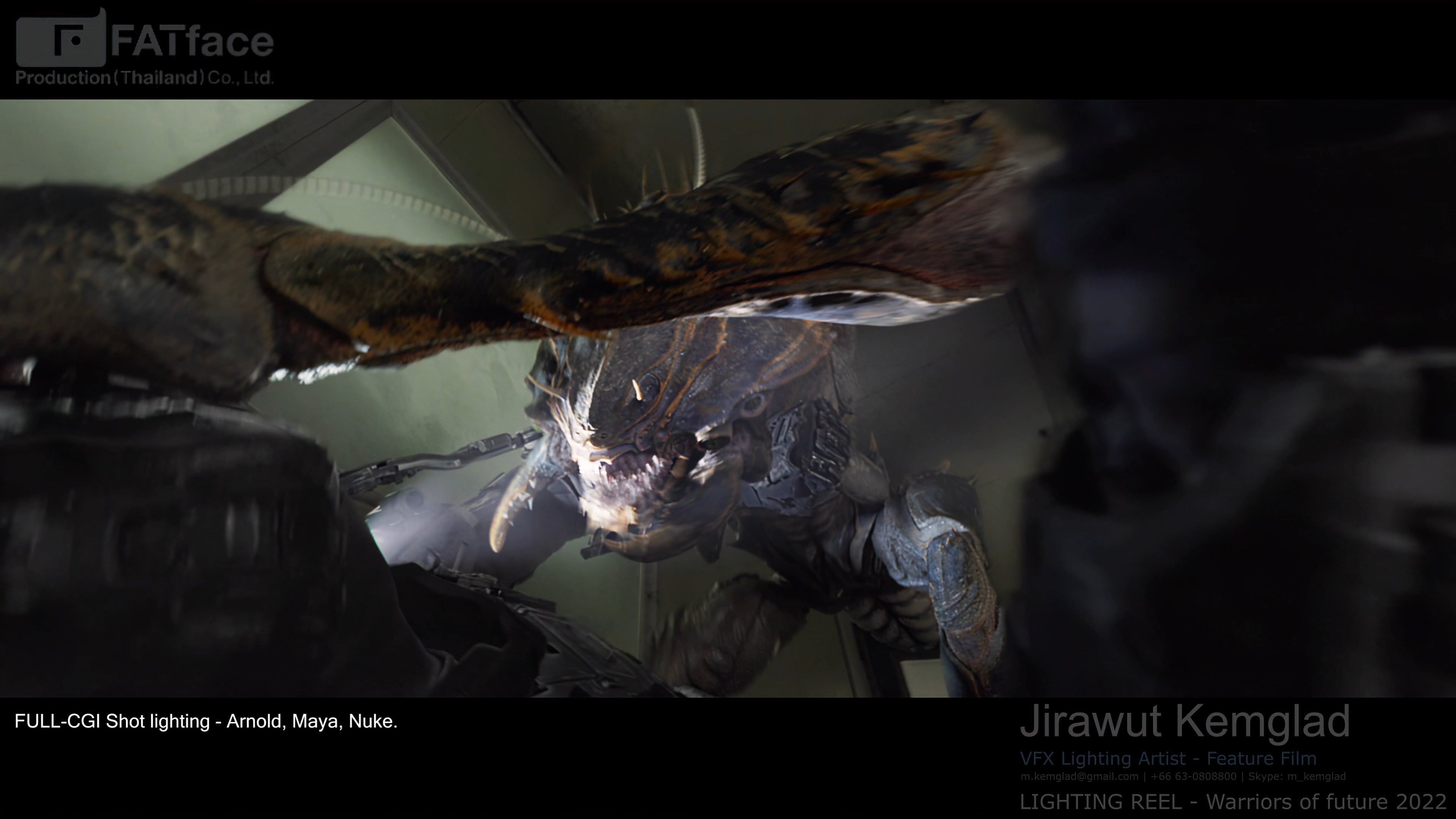 VFX Film Lighting Reel, Warriors of future (2022) Netflix - Jirawut Kemglad.