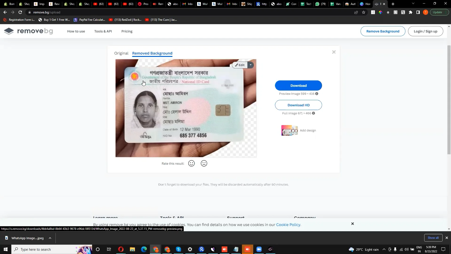 How to edit the ID before submitting it for review to facebook? on Vimeo