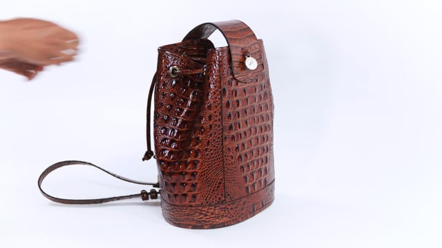 Brahmin Allie Croc Embosssed Leather Bucket Bag In Elope