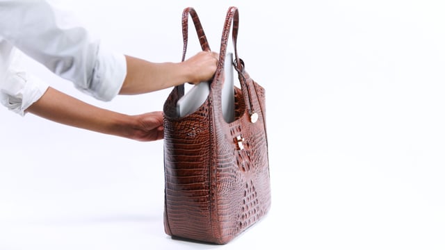 Brahmin Croco Leather Crush Melbourne Small Carla Tote Satchel