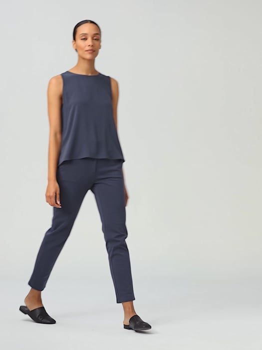 discounted orders NEW EILEEN FISHER stretch silk charmeuse v-neck tank top  in nocturne