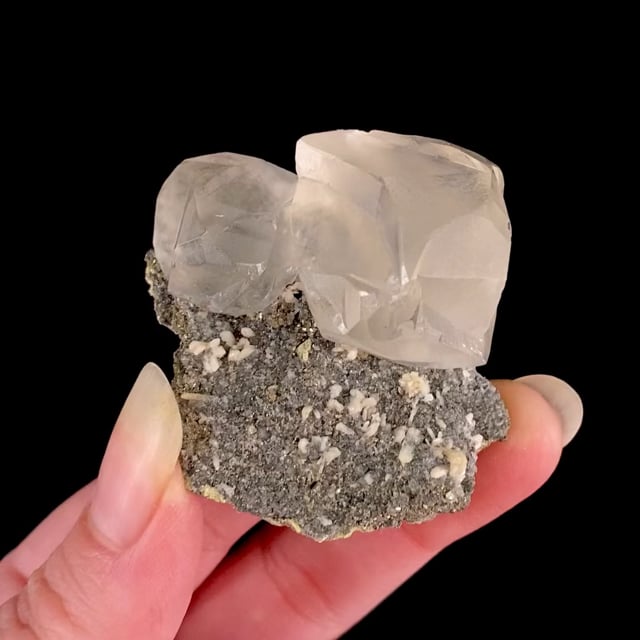 Calcite (gemmy twins) with Stilbite