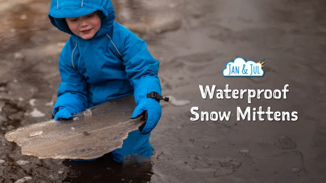 Kids Waterproof Mittens, Blue Snow Mitts