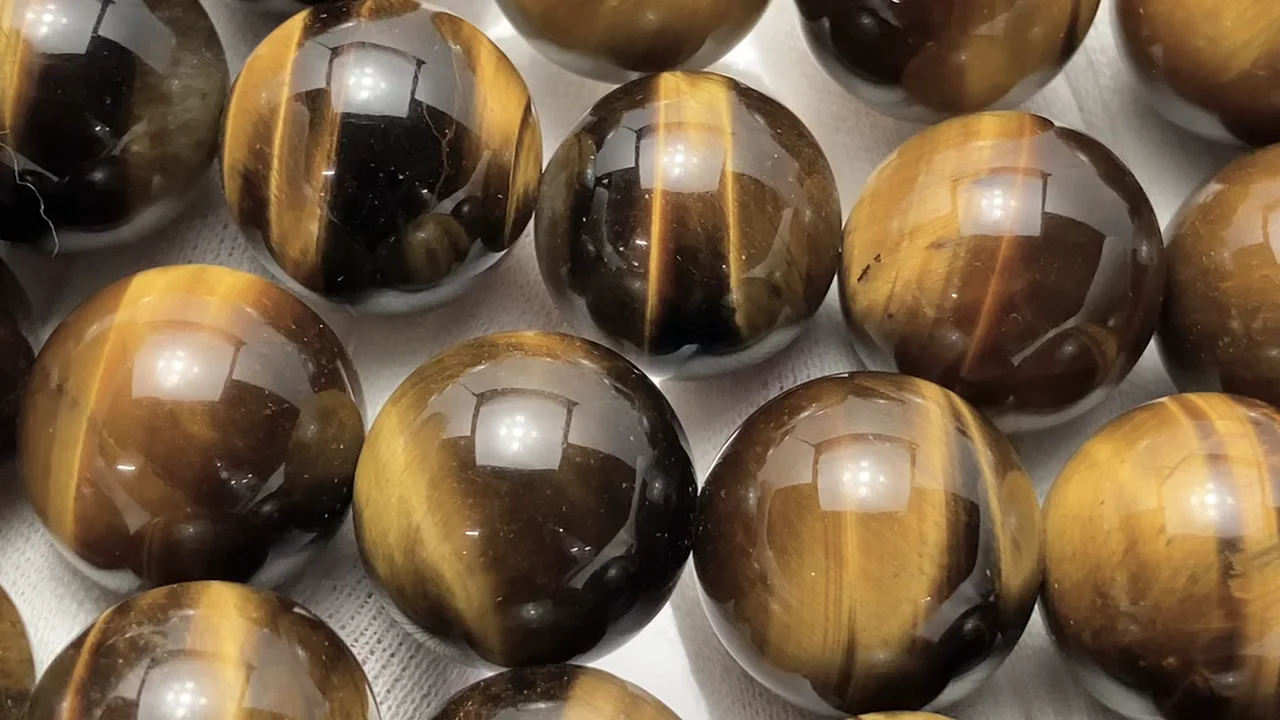 イエロータイガーアイ ラウンド20mm 半連/1連｜天然石ビーズの卸問屋