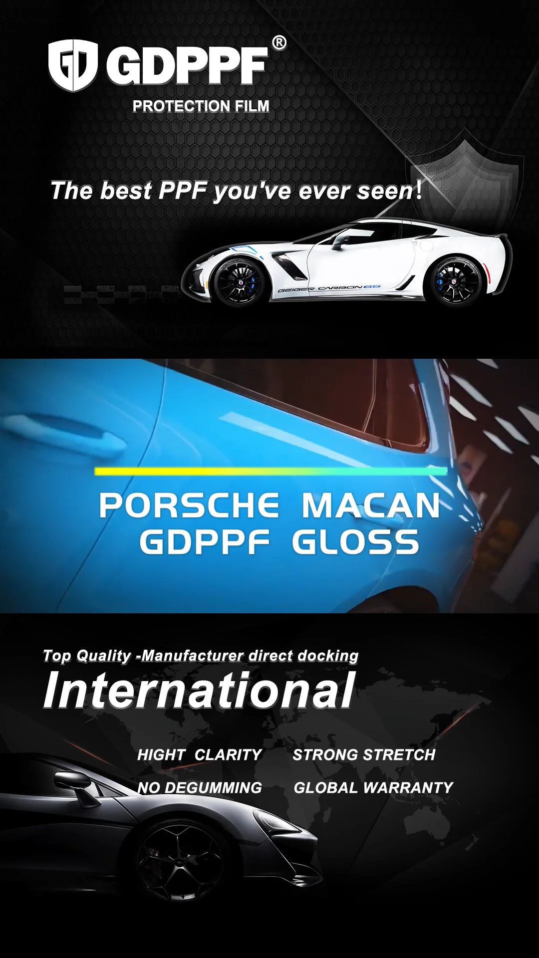 GDPPF clear PPF macan High Gloss Self Healing Paint Protection Film. on ...