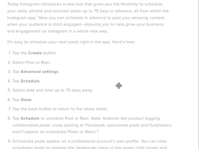 Neu: Reels planen 75 Tage im voraus