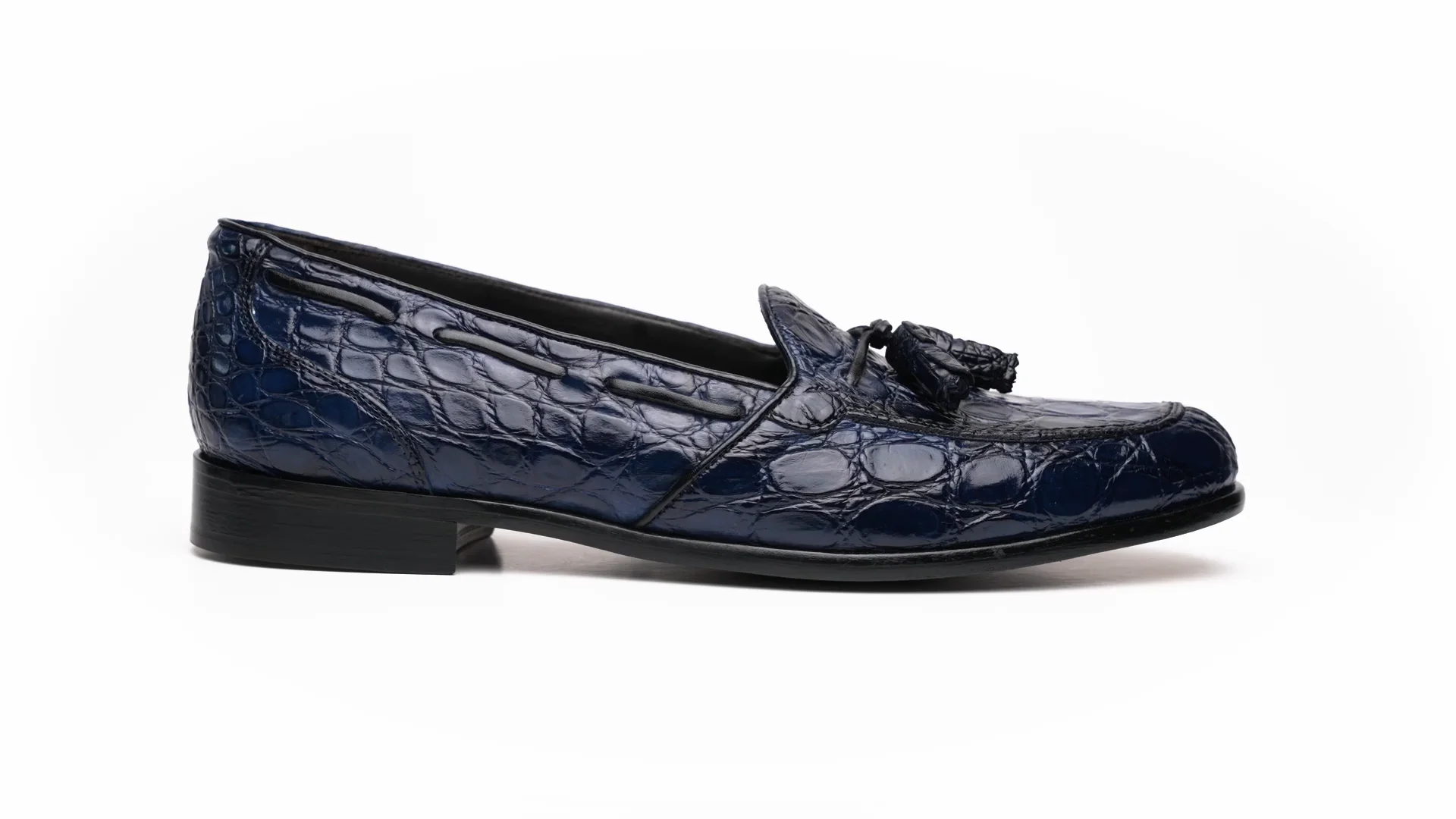 Zelli Franco Crocodile Tassel Loafers Navy 