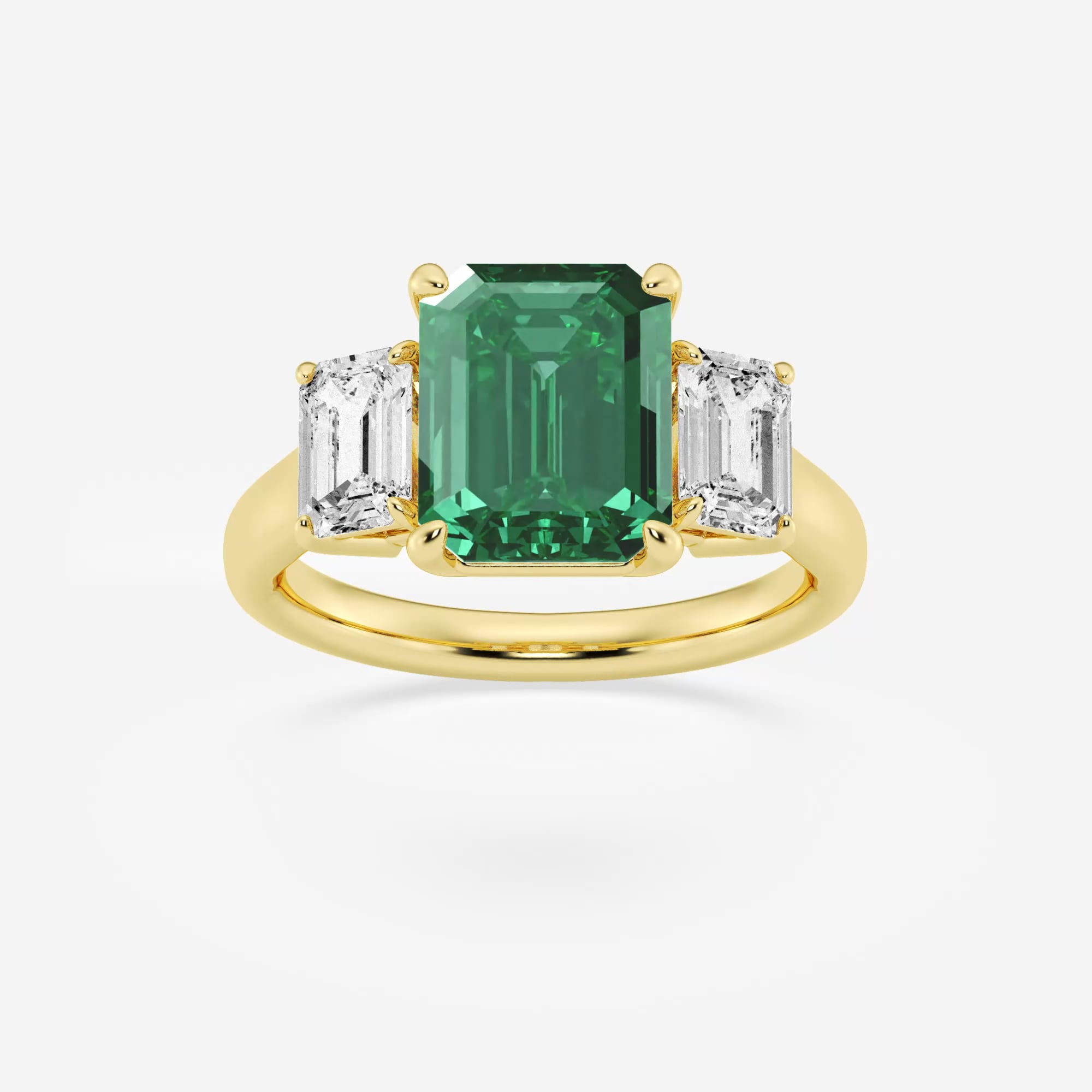 10x8 mm Created Emerald and 1 3/8 ctw Lab Grown Diamond
