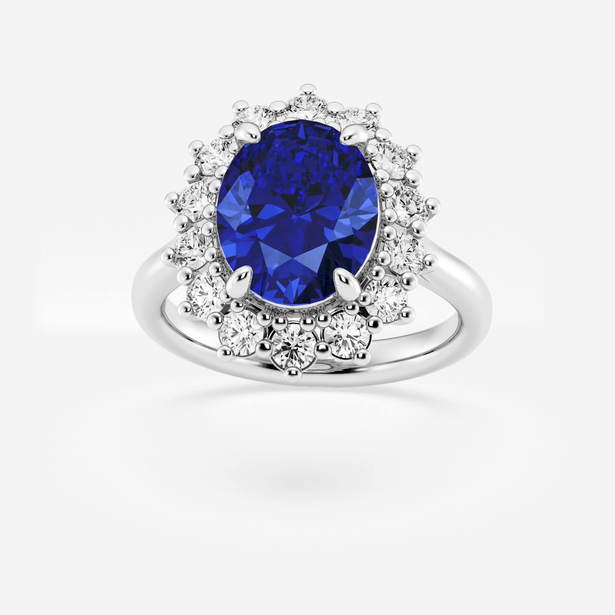 product video for 11x9 mm Oval Cut Created Sapphire and 7/8 ctw Lab Grown Diamond Halo Engagement Ring