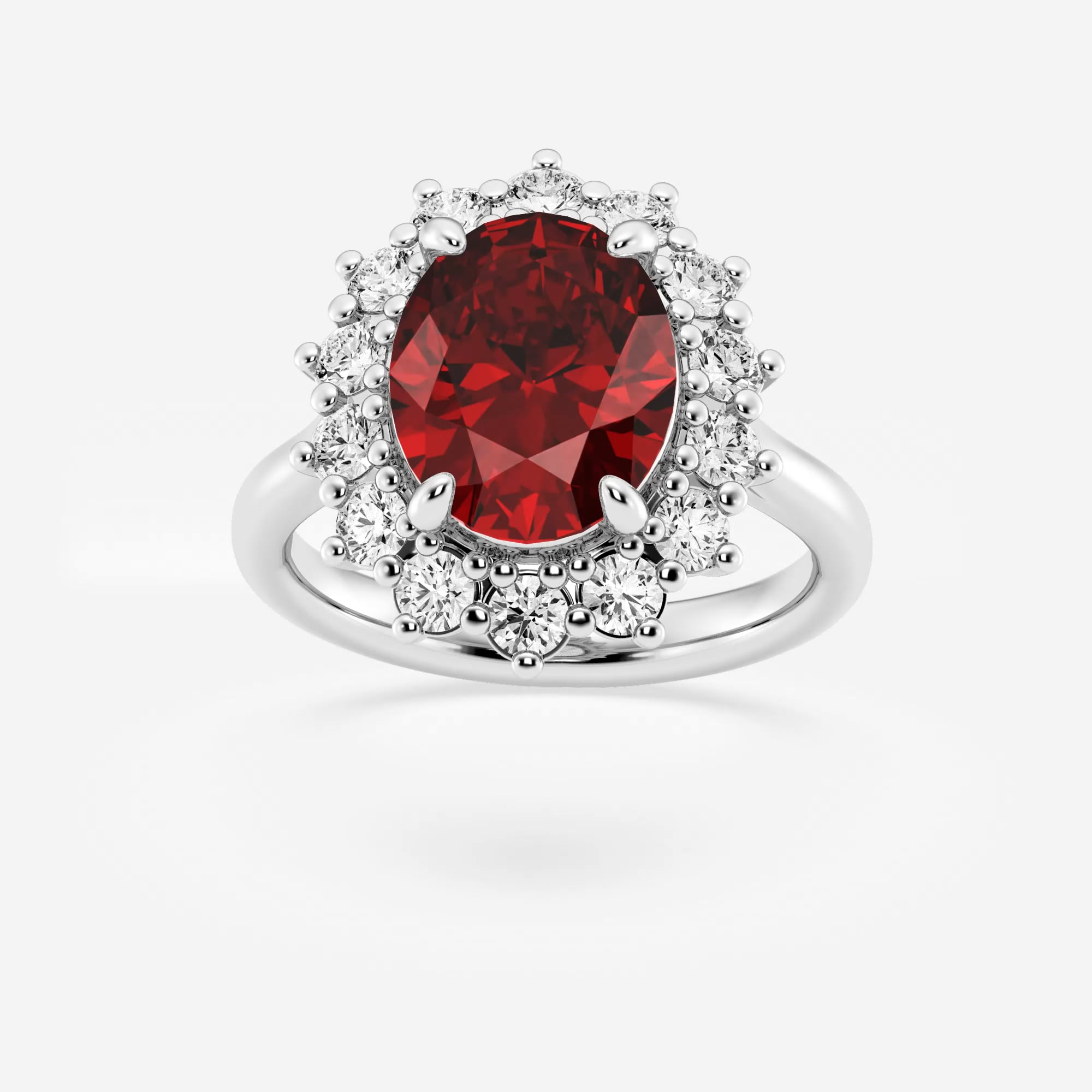 product video for 11x9 mm Oval Cut Created Ruby and 7/8 ctw Lab Grown Diamond Halo Engagement Ring