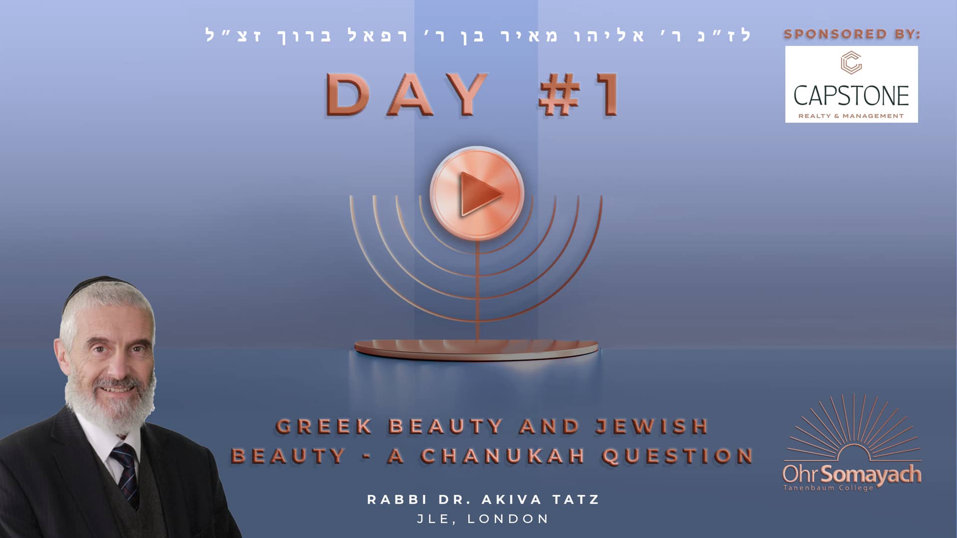 Greek Beauty and Jewish Beauty A Chanukah Question Rabbi Dr. Akiva