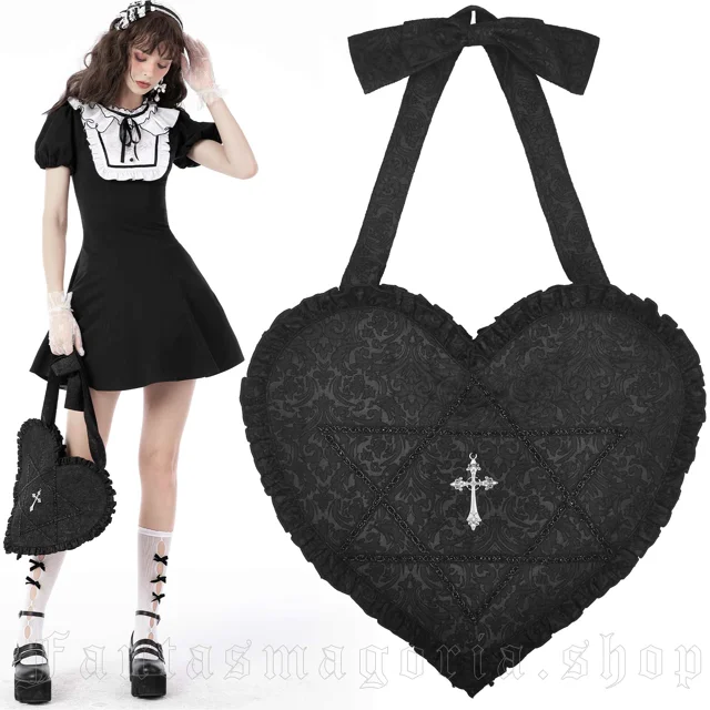 Black Lolita Heart Crossbody Bag