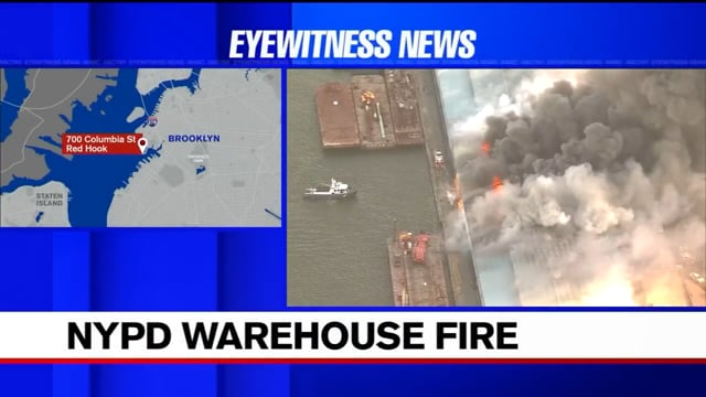 8 hurt as massive fire destroys NYPD evidence warehouse.mp4