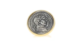 Italian Two-Tone Sterling Silver Replica Roman Coin Ring