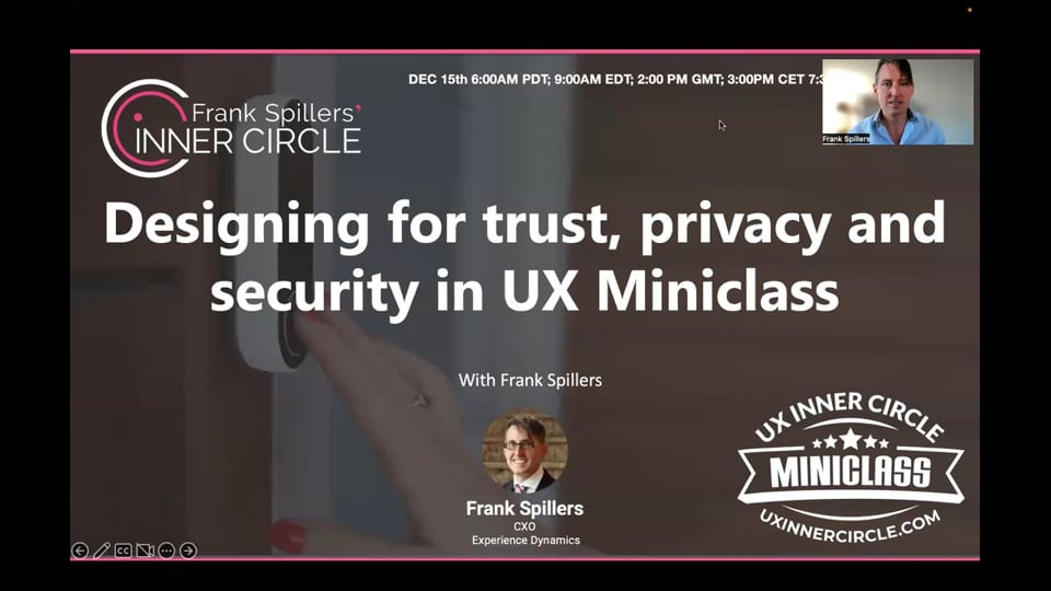 Designing for trust, privacy and security in UX Miniclass