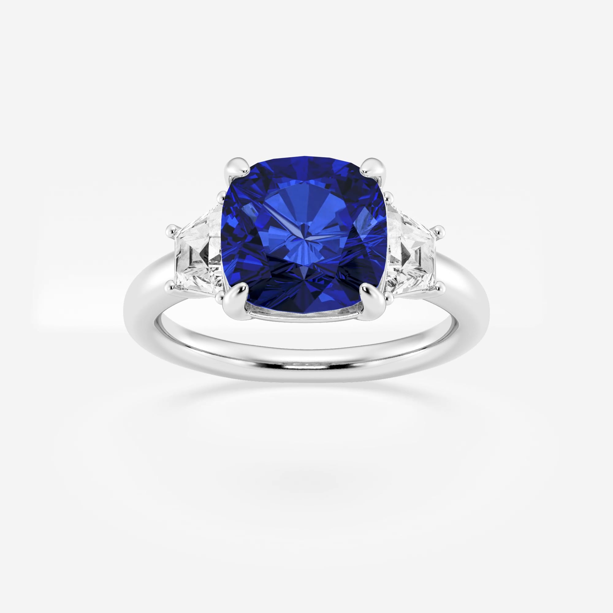 9mm Cushion Cut Created Sapphire and 5/8 ctw Lab Grown Diamond Three ...