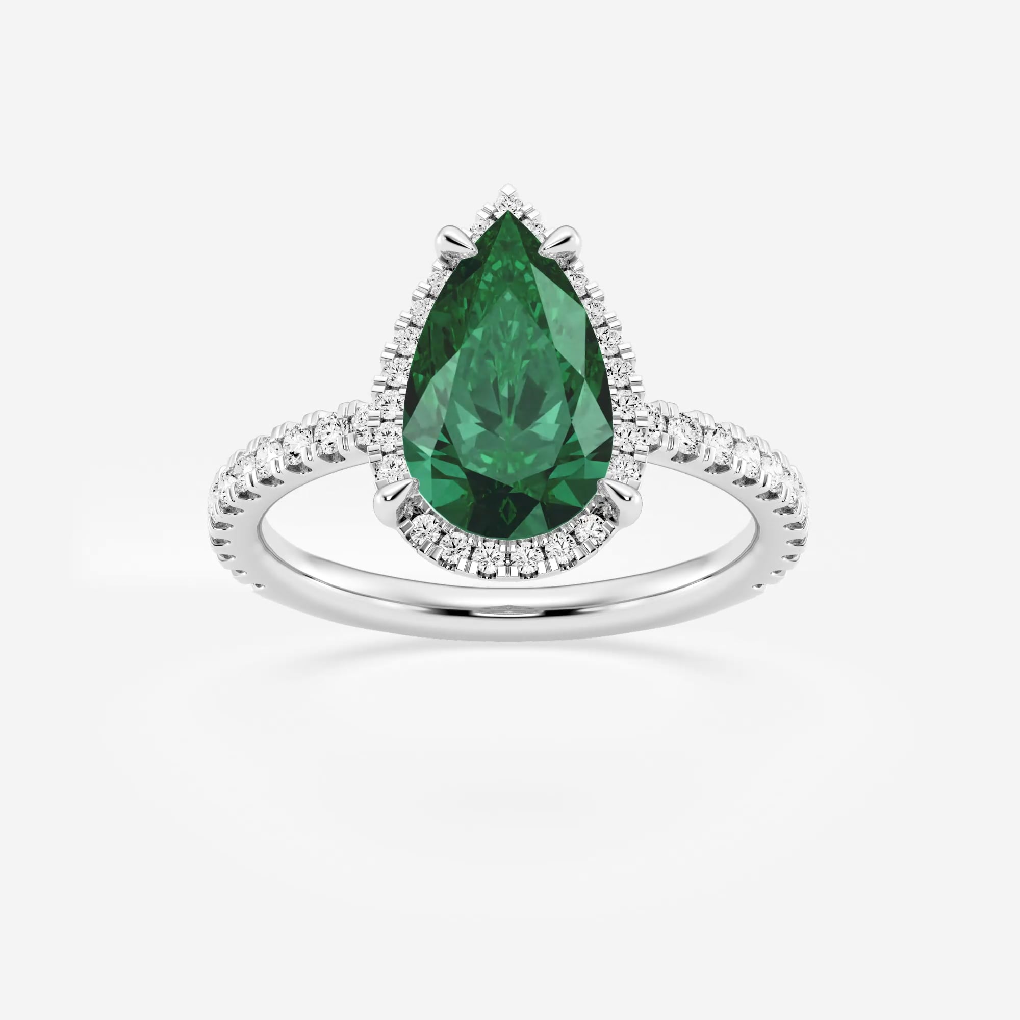 2.15 ctw Pear popular Cut 8.00X6.00 mm Emerald Silver Engagement Ring Bridal Pear Ring For Her Wedding Green Gemstone Dainty Ring Halo Emerald Ring