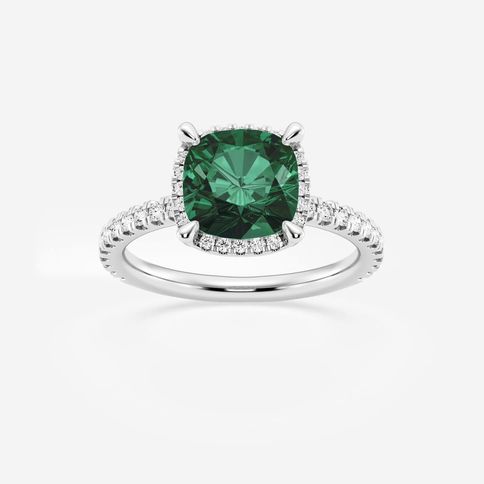 product video for 8 mm Cushion Cut Created Emerald and 2/5 ctw Lab Grown Diamond Halo Engagement Ring