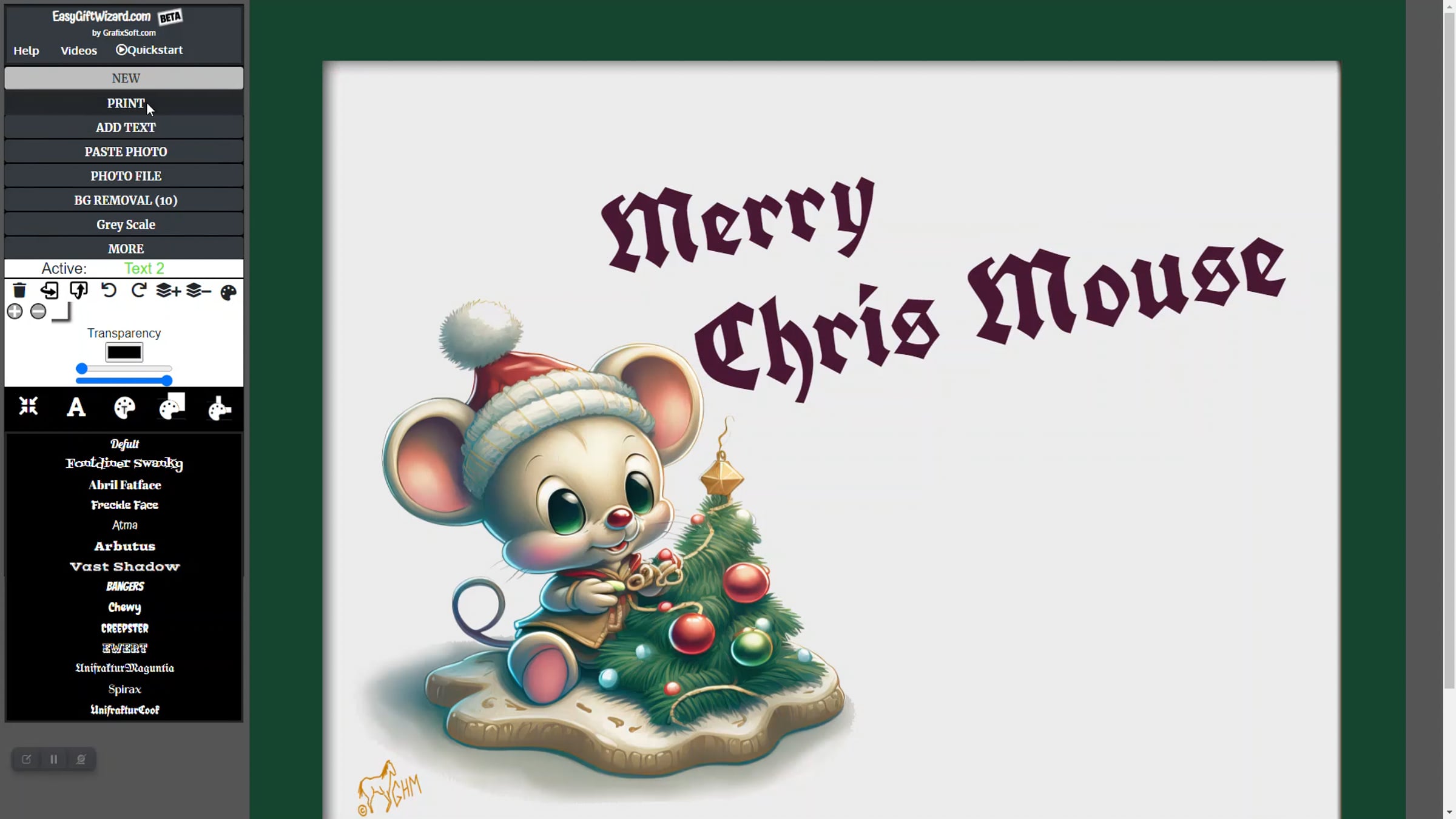 Merry Chris Mouse - Create a Printable from a Card art background.mp4 ...