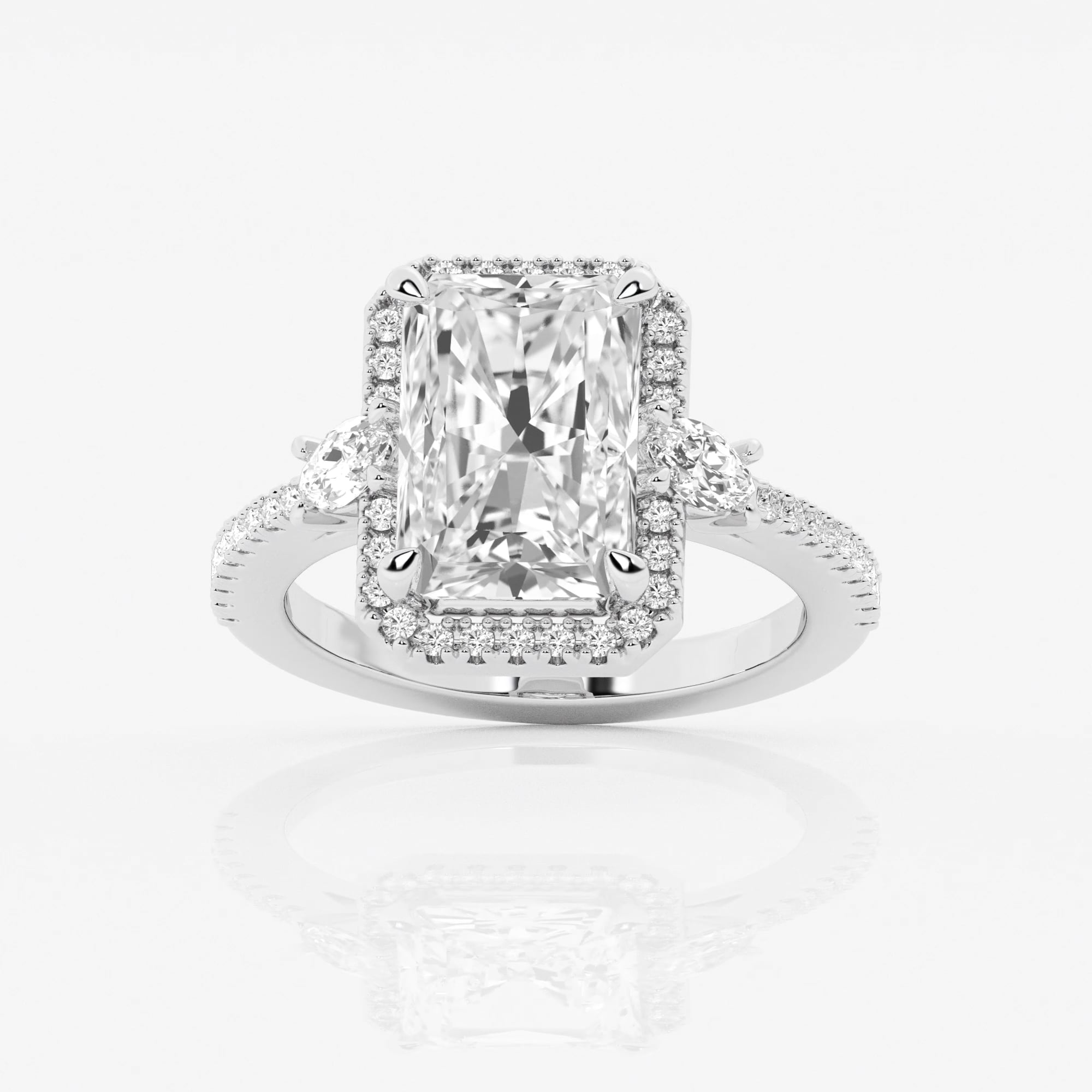 product video for Badgley Mischka Colorless 4 7/8 ctw Radiant Lab Grown Diamond Halo Engagement Ring