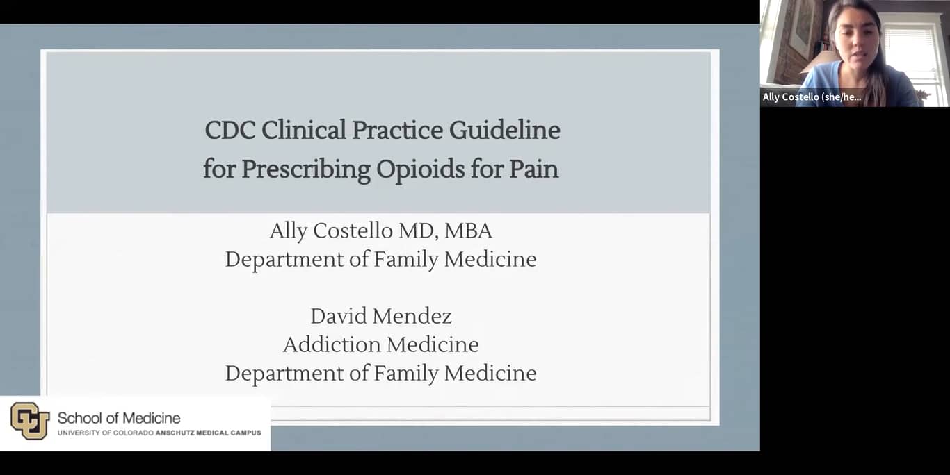 New CDC Opioid Prescribing Guidelines for Pain Dr. Allison Costello