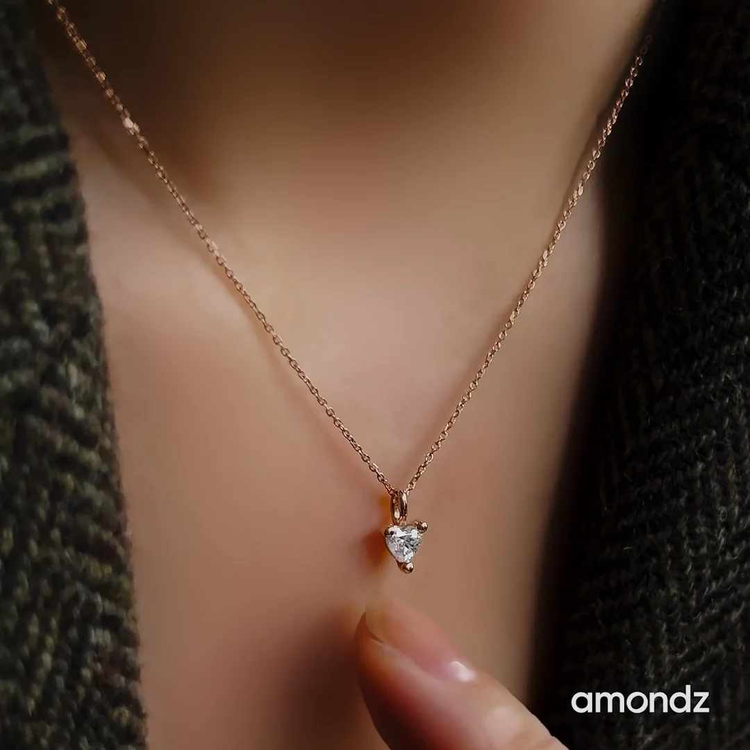 シルバー 4mm ハート ストーン ネックレス / Silver 4mm Heart シルバー 4mm ハート ストーン ネックレス / Silver 4mm Heart