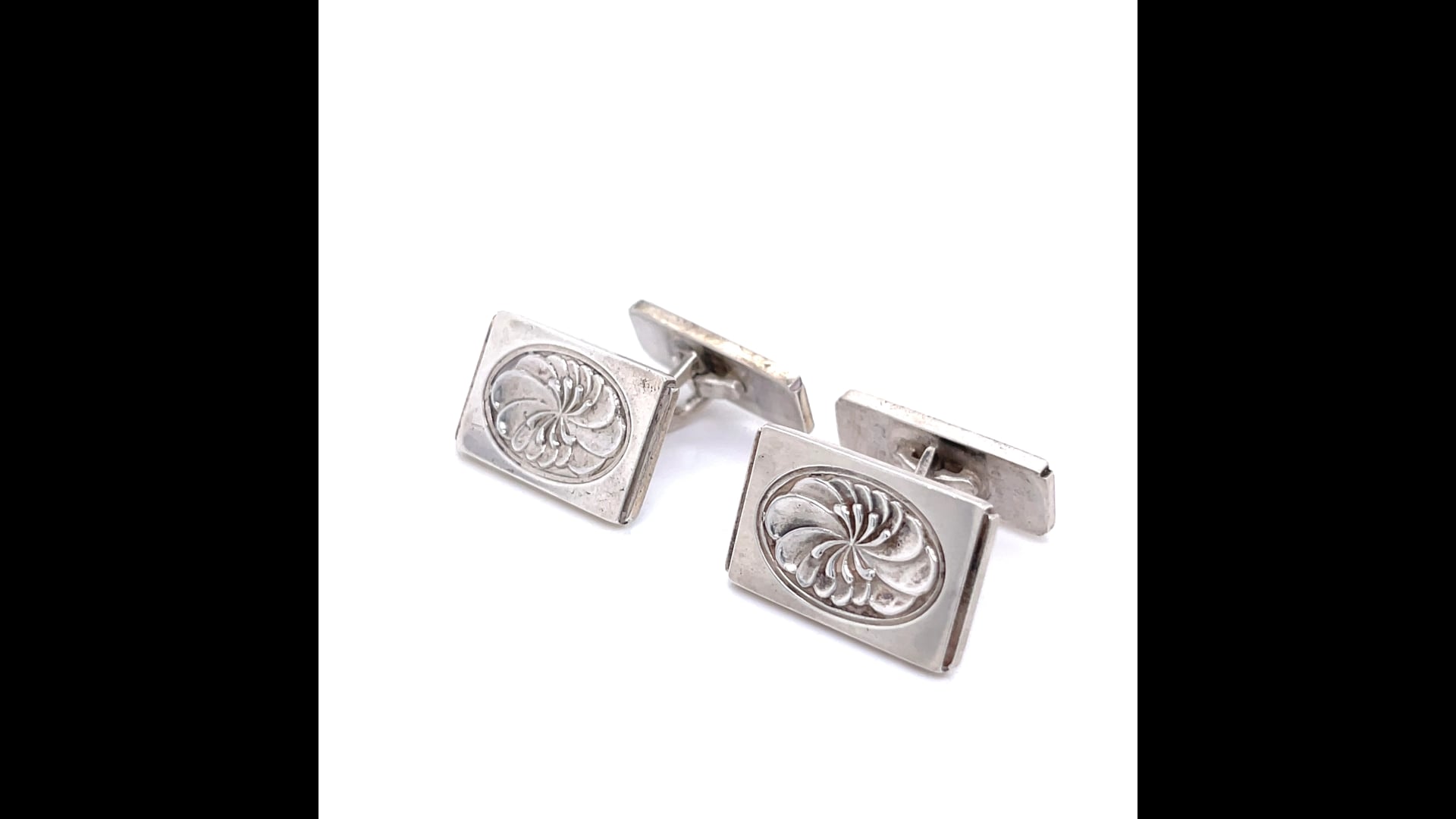 Boutons De Manchette Georg Jensen #44D - Argent Sterling Et Jade Vert, Occasion En Bon état (légers Rayures)