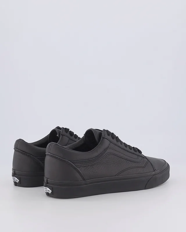 Black leather cheap vans 6