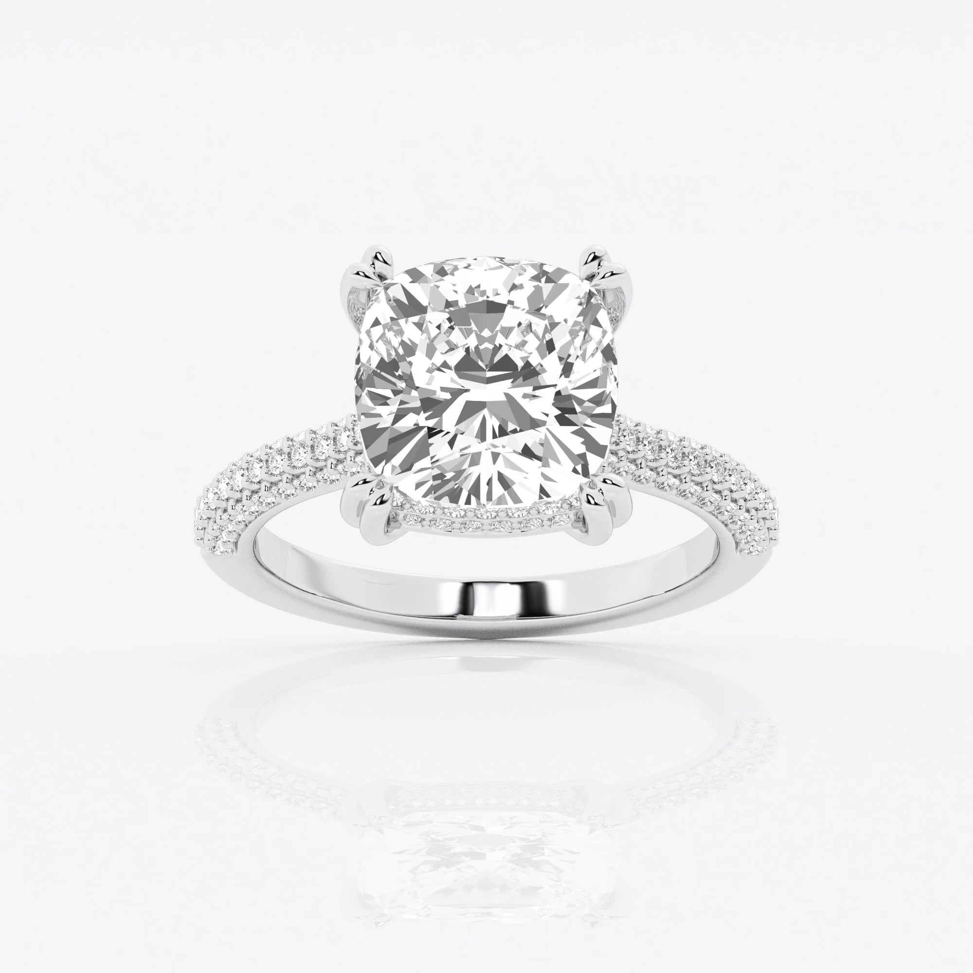 3 2/5 ctw Cushion Colorless Lab Grown Diamond Large Halo Engagement Ring 18K White Gold EF, VS2+ Badgley Mischka