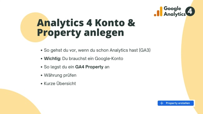Analytics 4 Konto & Property anlegen