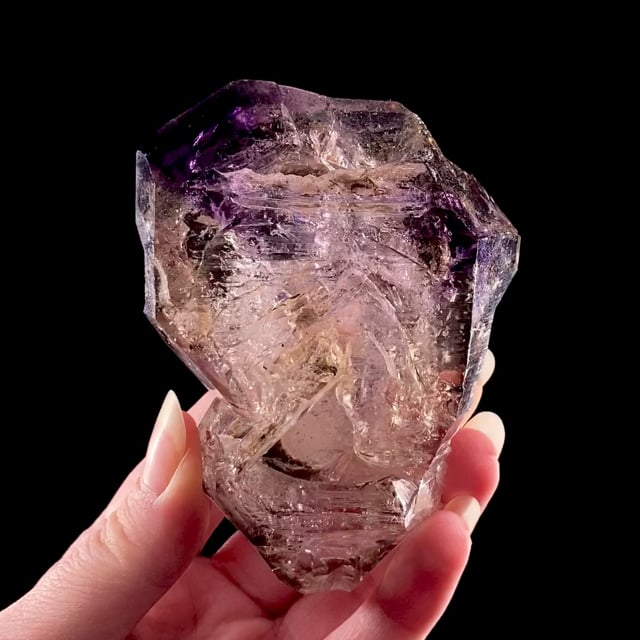 Amethyst / Smoky Quartz (doubly-terminated ''floater'' skeletal crystal)