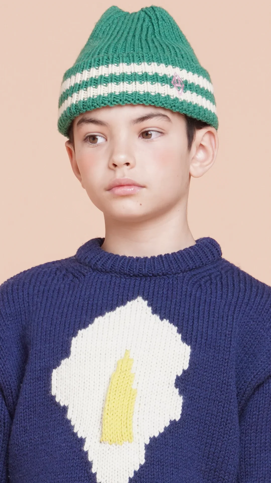 Navy Flower Bull Sweater