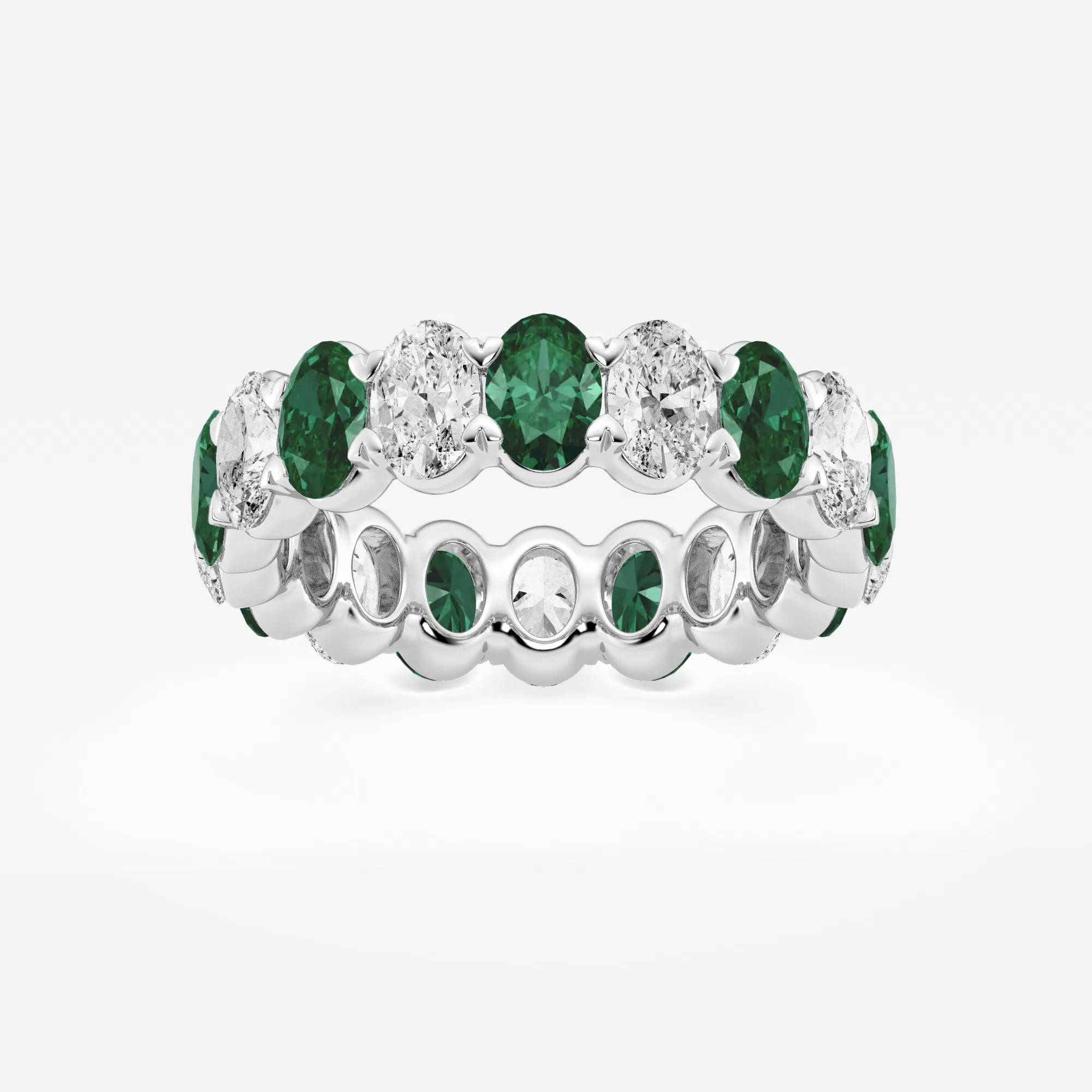 product video for 5.4x3.8 mm Oval Cut Created Emerald and 2 5/8 ctw Oval Lab Grown Diamond Eternity Band - 5.5mm Width