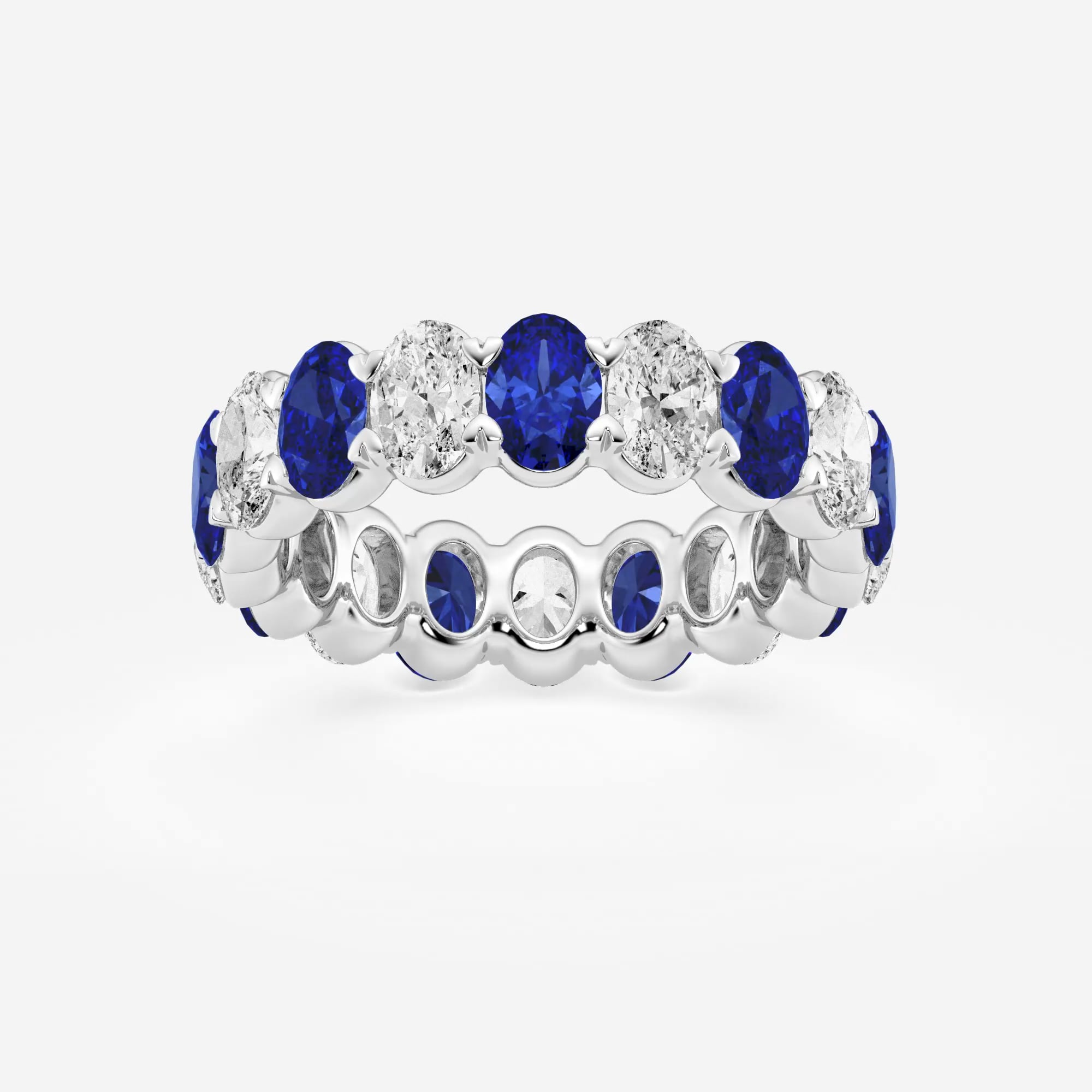 product video for 5.0x3.6 mm Oval Cut Created Sapphire and 2 5/8 ctw Oval Lab Grown Diamond Eternity Band - 5mm Width