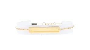 Italian 14kt Yellow Gold Personalized Bar Paper Clip Link Bracelet