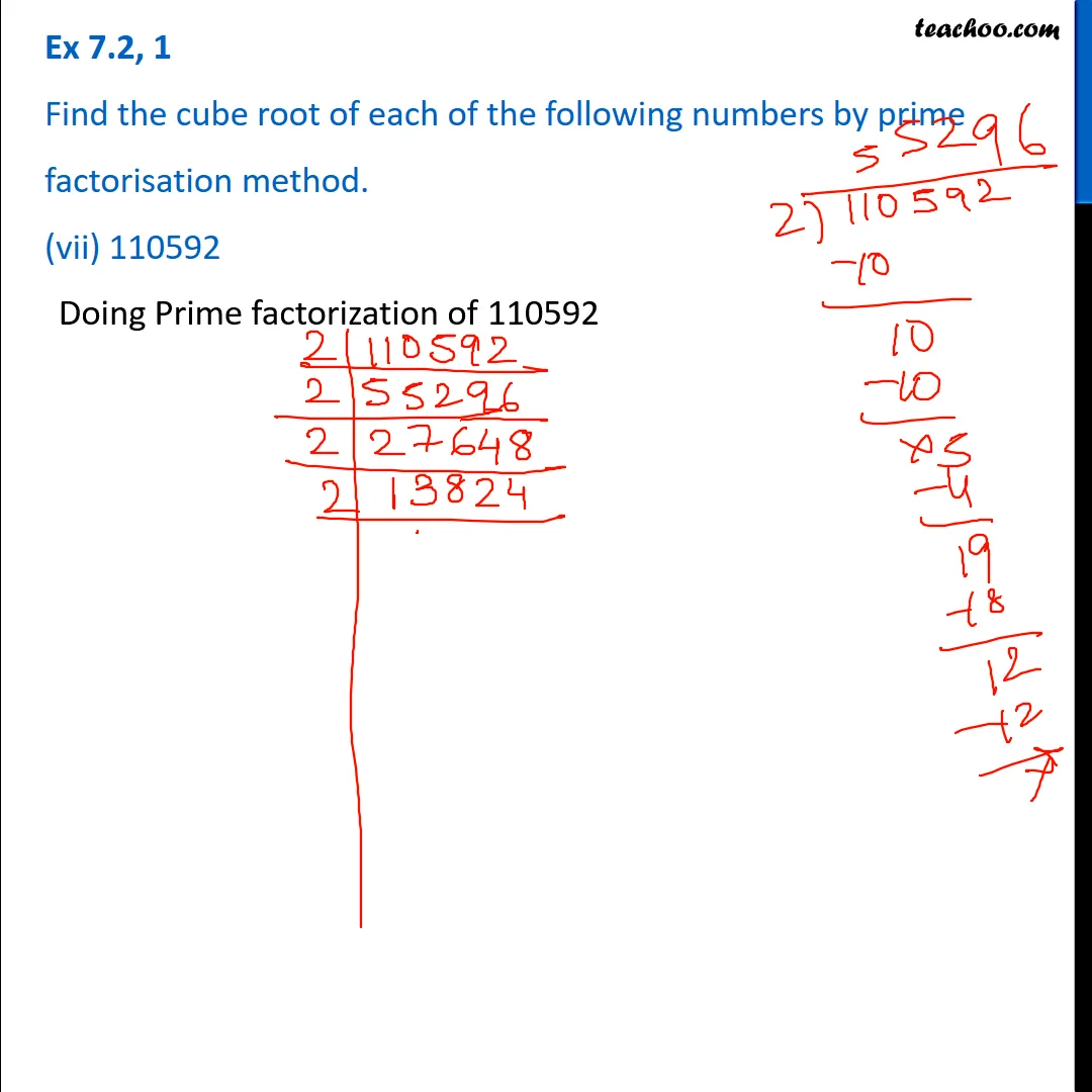LIVEの方法　P-MODEL Ex 6.2, 1 - Find cube root of 110592 by prime factorisation