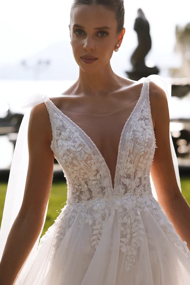 Libra A line Beaded Lace Wedding Gown By Luce Sposa