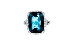 12.00 Carat London Blue Topaz and .41 ct. t.w. Diamond Ring in 14kt White Gold