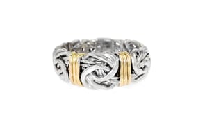 Sterling Silver Byzantine Ring with 14kt Gold Stations
