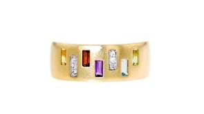 50 ct. t.w. Multi-Gem Ring with Diamond Accents in 14kt Yellow Gold