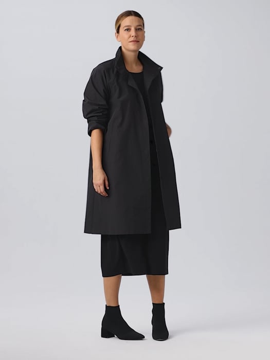 Light Cotton Nylon Stand Collar Coat | EILEEN FISHER