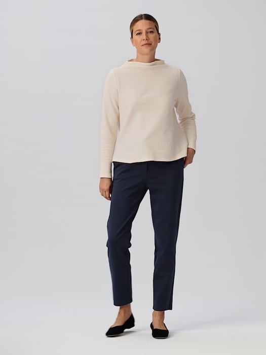 Organic Cotton Crinkled Knit Funnel Neck Top | EILEEN FISHER Organic Cotton Crinkled Knit Funnel Neck Top | EILEEN FISHER